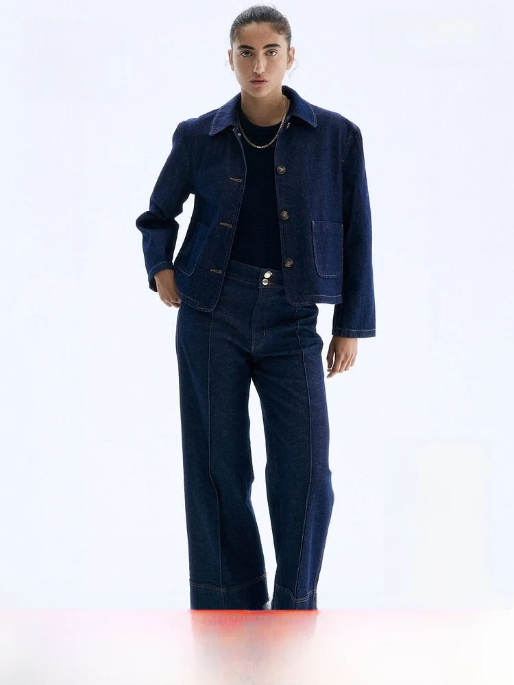 

H&M Spring Women's Plaid Cotton Jaet with Collar 305540 Vintage Sle Fitted ort Outerwear for Ladies