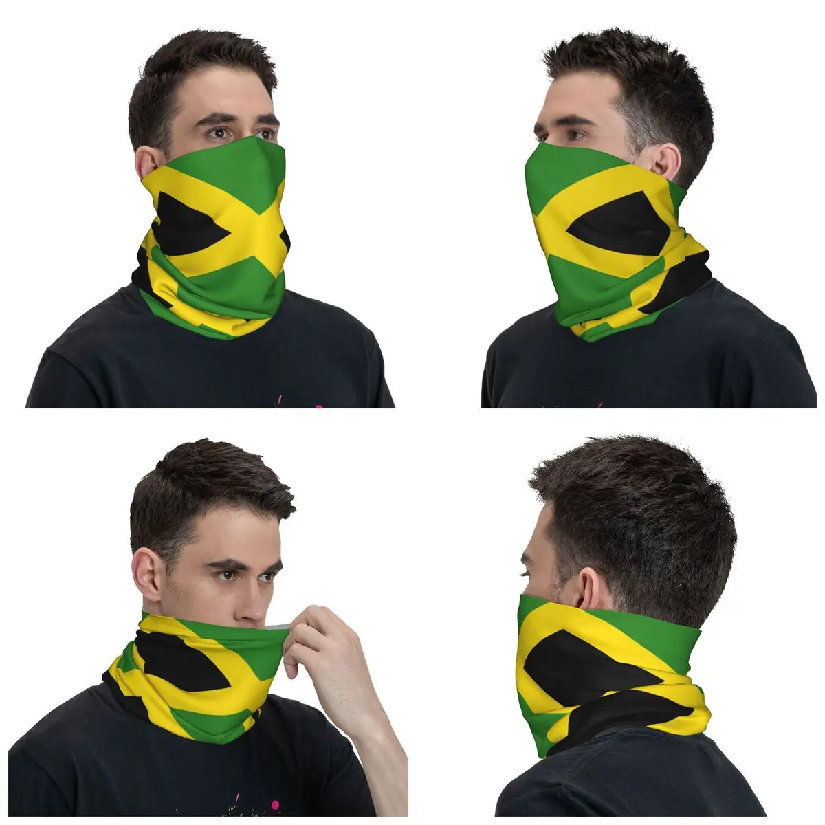 Jamaica Flag Bandana Neck Gaiter Printed Wrap Scarf Multi-use Balaclava Riding for Men Women Adult Winter