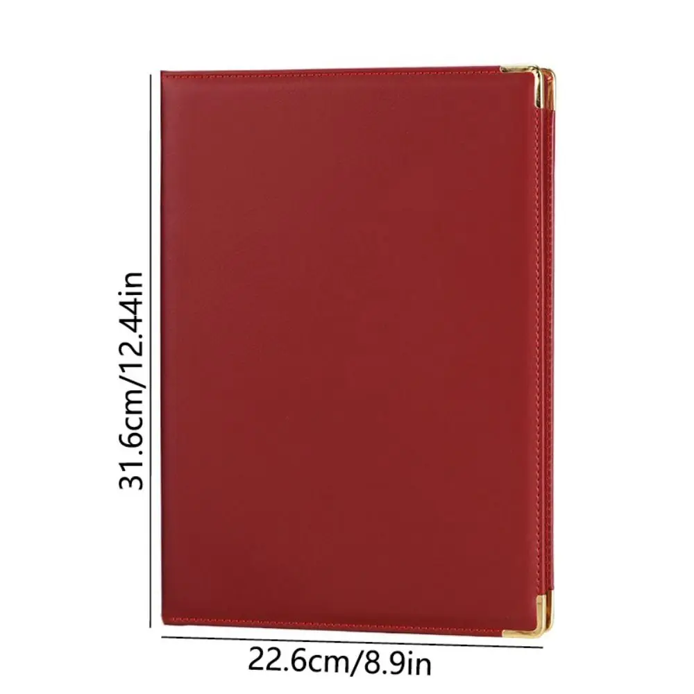 PU Leather A4 Agreement Folder Protective No Inserts Certificate Diploma Cover Multifunctional Reinforced Edges Contract Book
