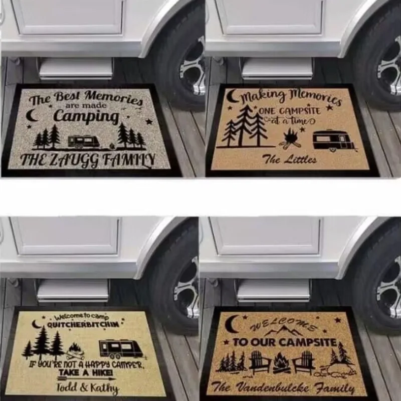 Camping Rectangle Entrance Carpet Entry Way 100% Polyester Doormat Home Front Door Rugs Outdoors Welcome Mat Non Slip for Garage