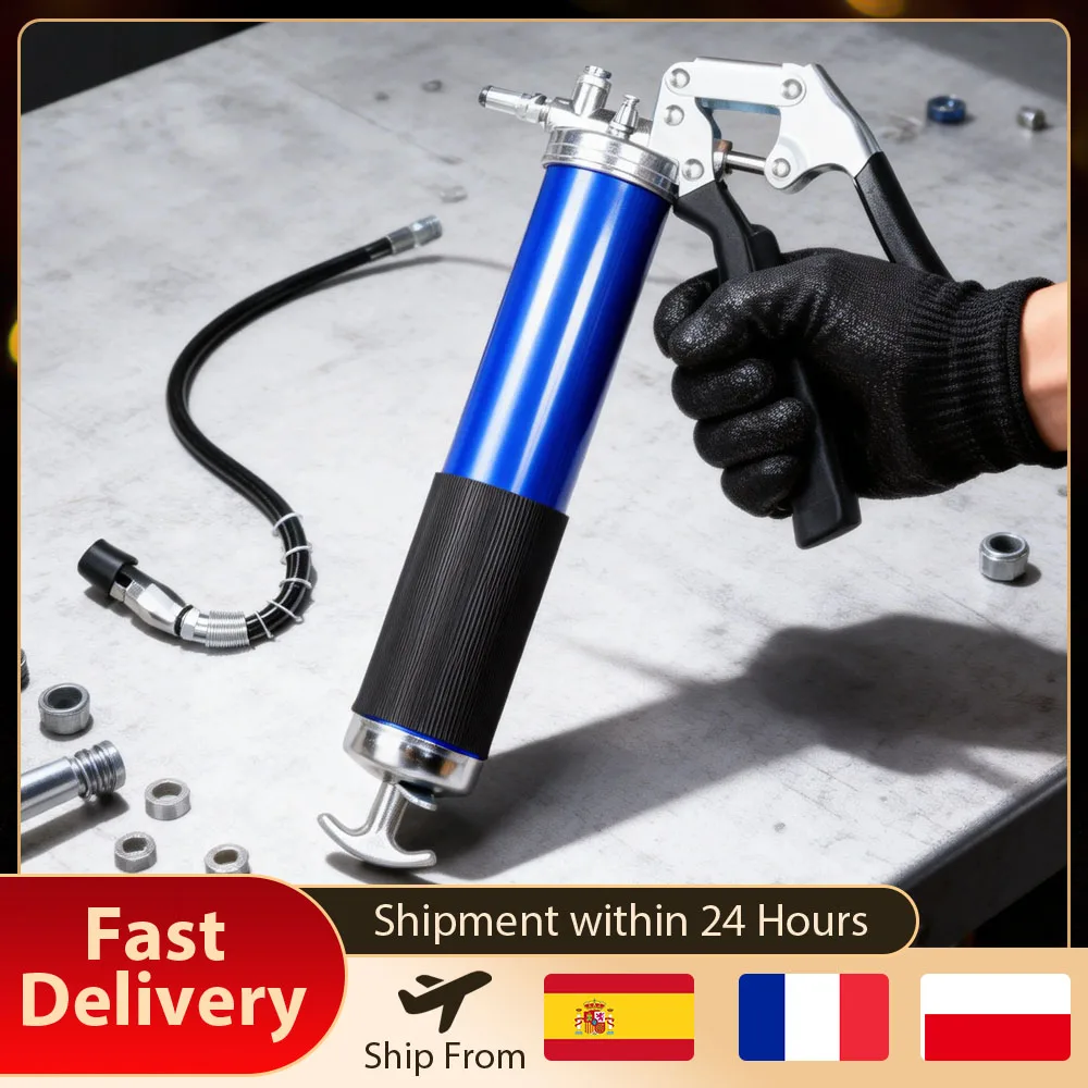 Pistolet à graisse haute pression 8000 PSI avec tuyau flexible, injecteur manuel pour graissage, outil de réparation automobile