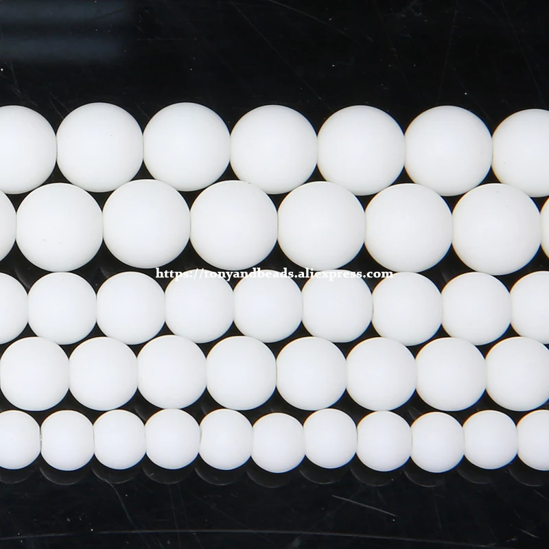 White Dull Polish Matte Ceramic Round Loose Beads 15\