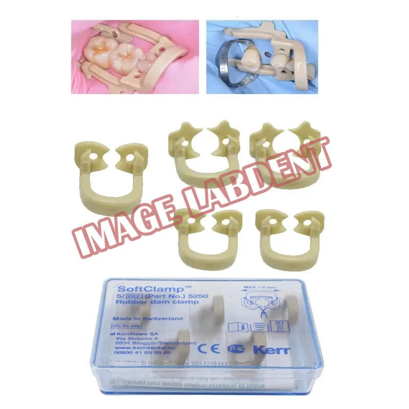 5Pcs/Box Kerr SoftClamp Rubber Dam Clamps Clip Dental Barrier Clips Soft Resin Can Autoclavable 134°C Dentist Use