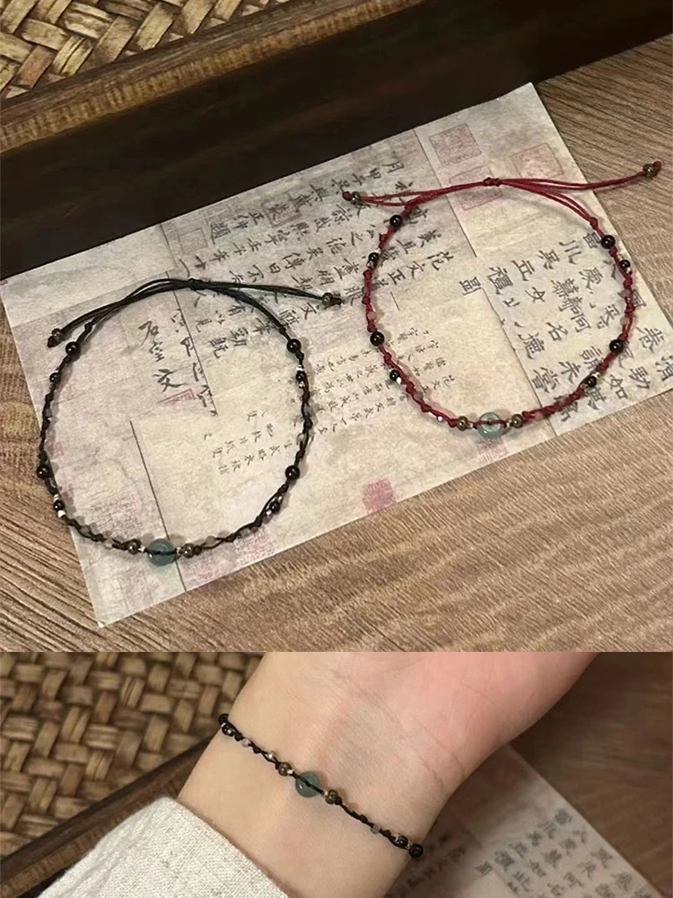 Bracelet tressé à la main réglable de style chinois rétro pour hommes et femmes, bracelet perlé à la mode, accessoires de bijoux, cadeaux