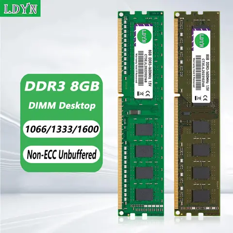LDYN DDR3 8GB 데스크탑 메모리 Ram PC3 1066 1333 1600Mhz 1.5V 240Pin DDR3 8500 10600 12800 DIMM 비 ECC 컴퓨터 메모리 Ram Best5