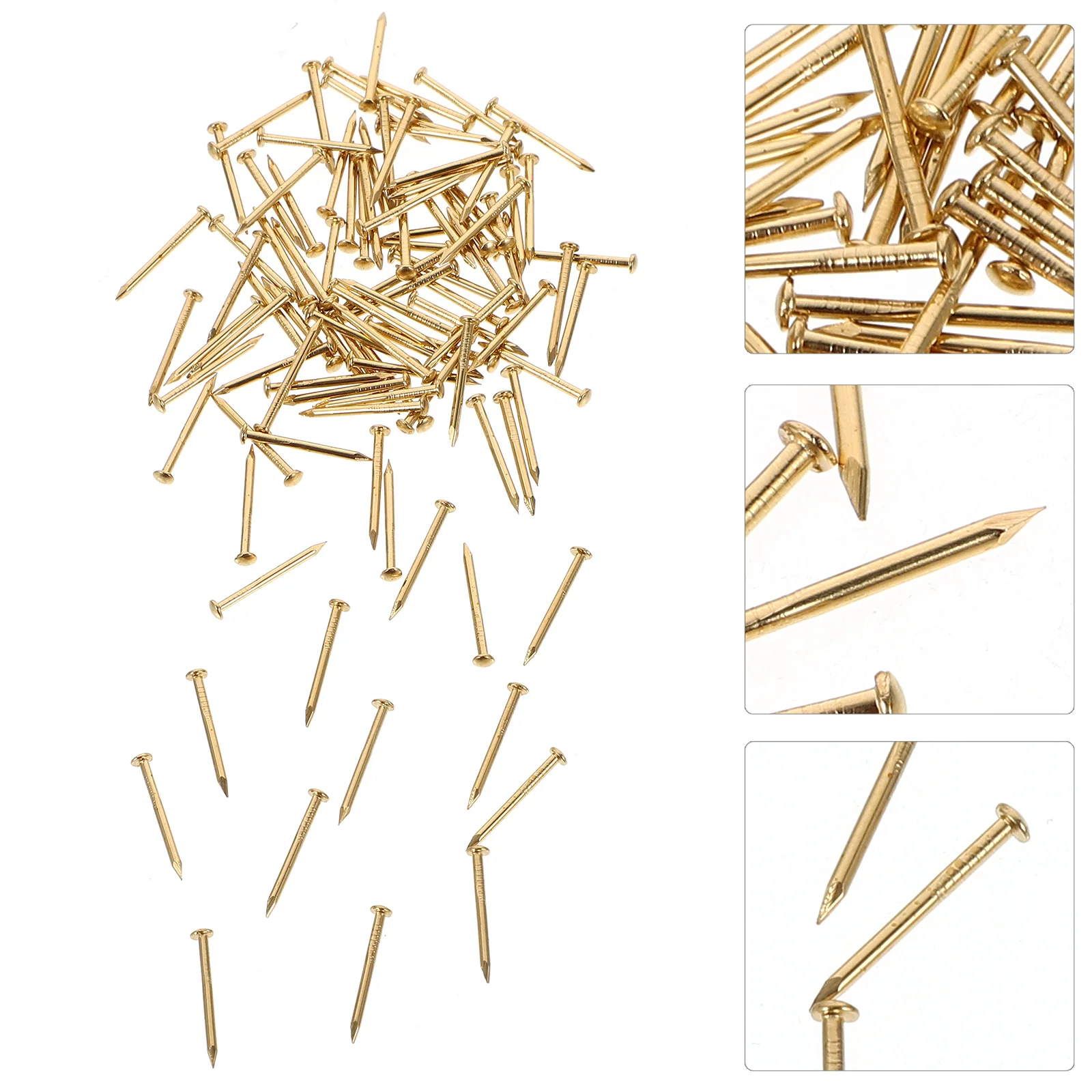 

100 Pcs 12x15mm Chinese Archaize Round Head Gold Pure Copper Bronze Wooden Nails for Furniture DIY Decorative Boxes (G