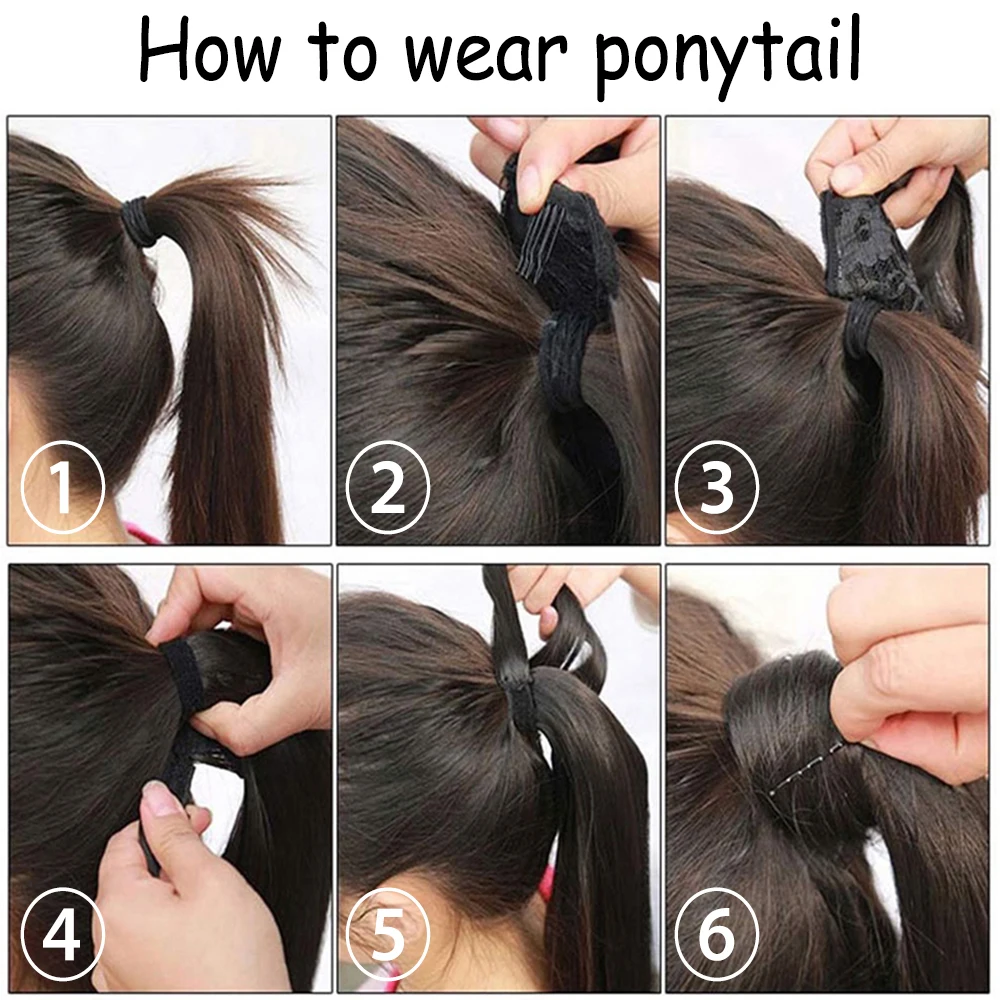 Synthetic Bounce Wrap Around Ponytail Clip In Hair 45cm Straight Hairpiece Short Heat Resistant Hair Extensions For Women