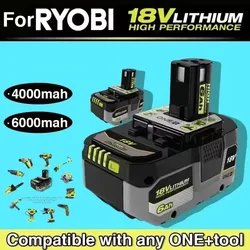 Used for RYOBI ONE+high-performance lithium battery 18V low self discharge, suitable for all ONE+tools P104, P107