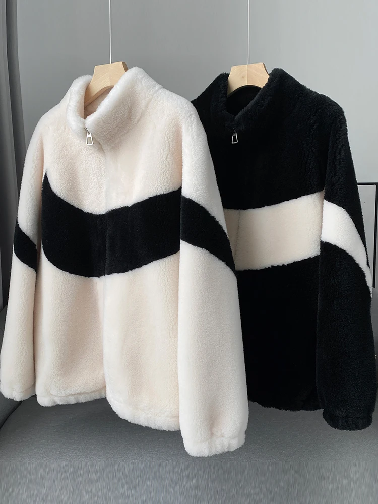 AYUNSUE moda donna cappotti invernali cappotto di montone di pecora coreana donna fodera in pelle scamosciata cappotto di pelliccia di lana abbigliamento femminile giacca di pelliccia Lq