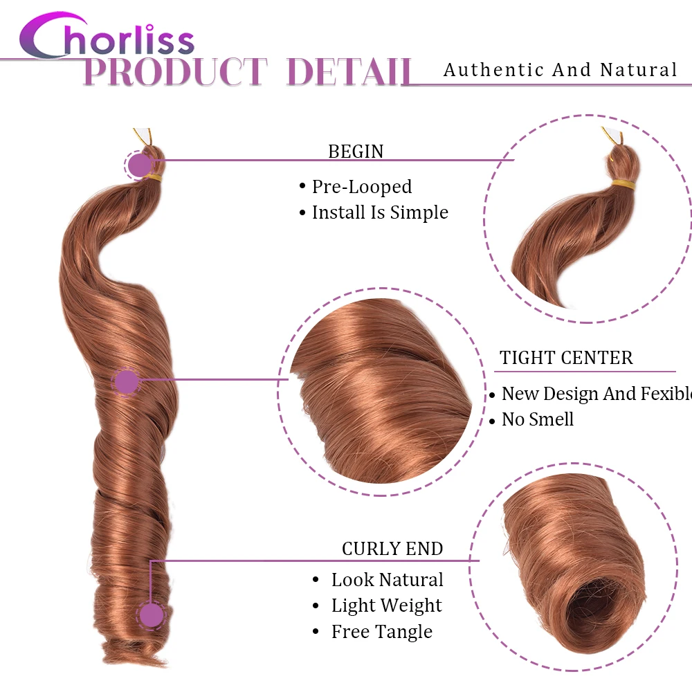 22 Inch Loose Wave Spiral Curl Synthetic Braids High Temperature Ombre Pre Stretched Hair Extensions French Curls For Women