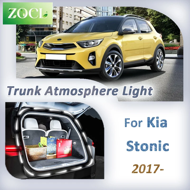New For Kia Stonic 2017 2023 2024 2025 Car Trunk Atmosphere Multi Function Lamp Ambient Lighting LED Strip Light Accessories Kit