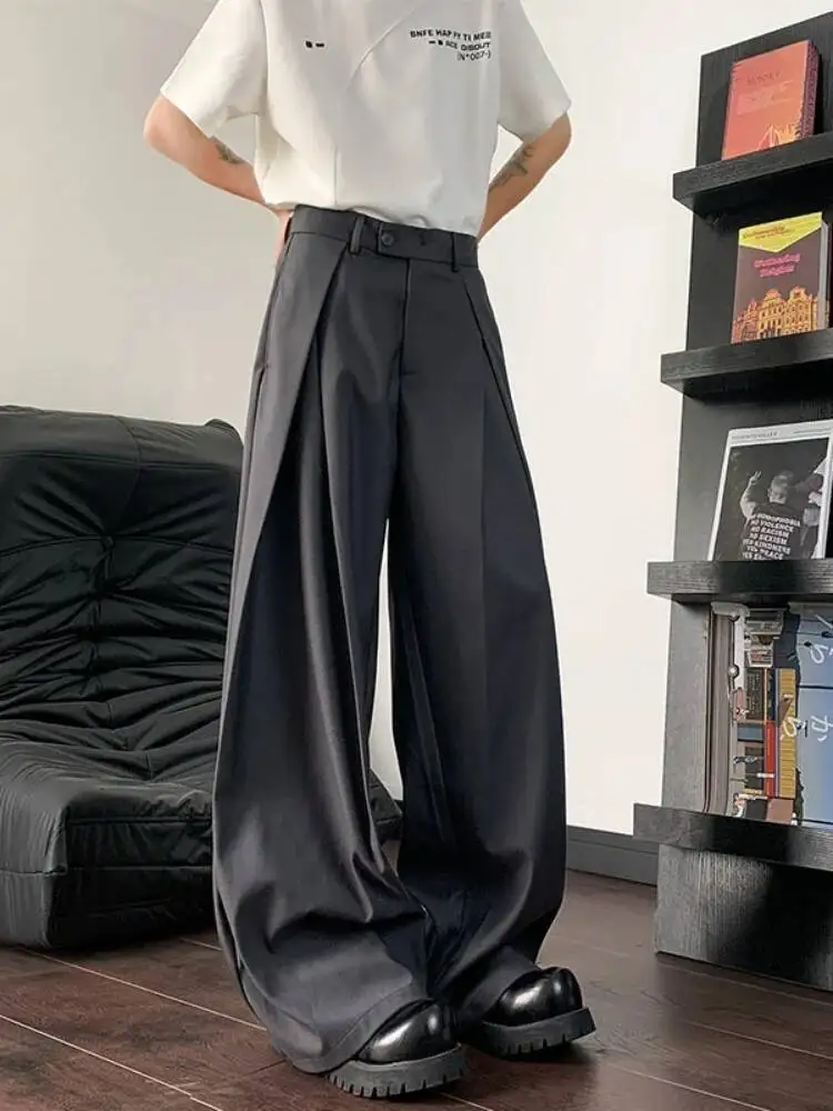 High Waist Men's Pants Summer New Straight Casual Suit Pants Slim Loose Breathable Wide Leg Pants Work Nine Point Pants 3XL