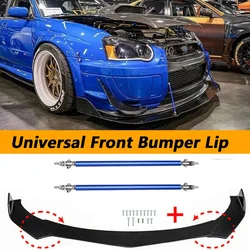 4PCS Universal Front Bumper Lip Side Splitter Diffuser Body Kits Protection For Subaru WRX STI Impreza Legacy w/ Free Strut Rods