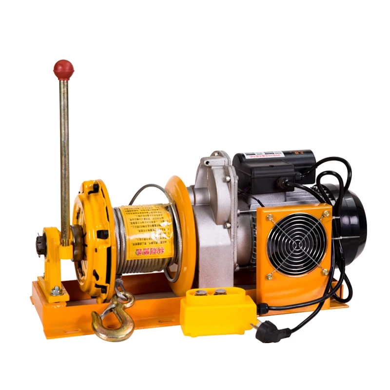 220V Household Pressure Plate Clutch Hoist Multi Function Lift 500kg Micro Electric Small Crane Fast Slow Speed Winch