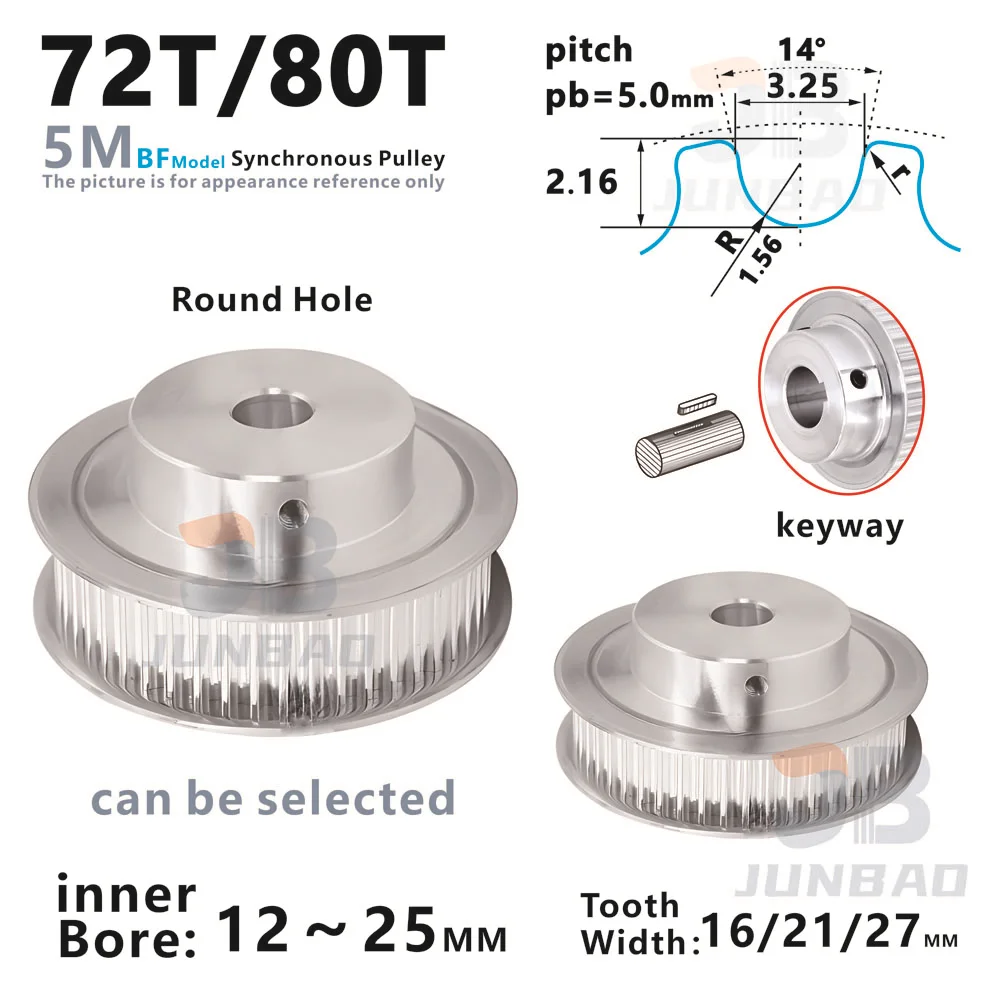 

HTD5M 72T 80Teeth Timing Pulley 5M Synchronous Wheel Belt Width 16 21 27MM Bore 10 12 14 15 16 17 18 19 To 25MM 3D Printer Parts