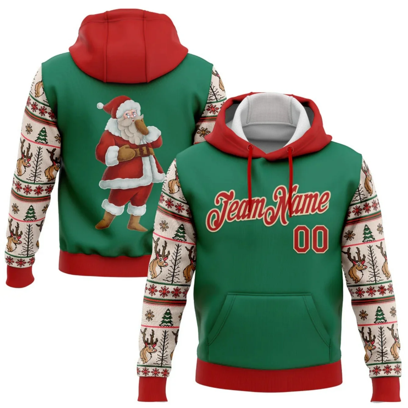 

Christmas Gift Men's Hoodies 3D Santa Claus Print Custom Name Top Autumn Winter Casual X'mas Clothing Fashion Unisex Sweatshirts