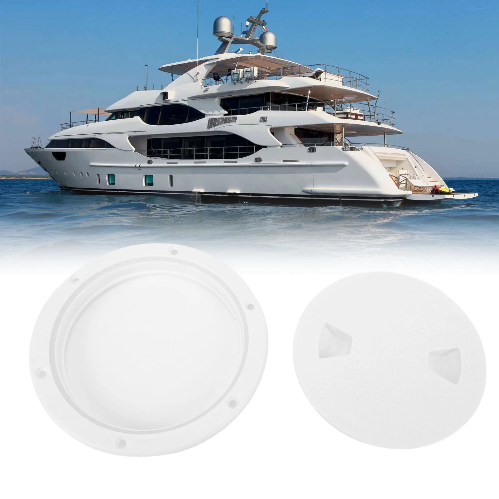 

Boat Hatch Deck Plate 6.5 Inch Nylon Anti Slip Round Boat Detachable Inspection Deck Hatch Cover for Marine Yacht White