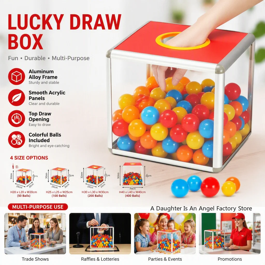 Lottery Lucky Box Donation Ballot Box Square Raffle Ball Game Box Transparent Ticket Holder Fundraising Cubic Storage Container