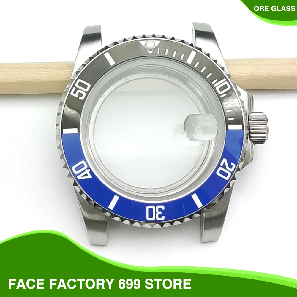 

40mm Case Clear Water Resistant Stainless Steel GMT Bezel Mineral Glass Men's Watch Accessories for NH35 NH36 Miyota 8215 2813