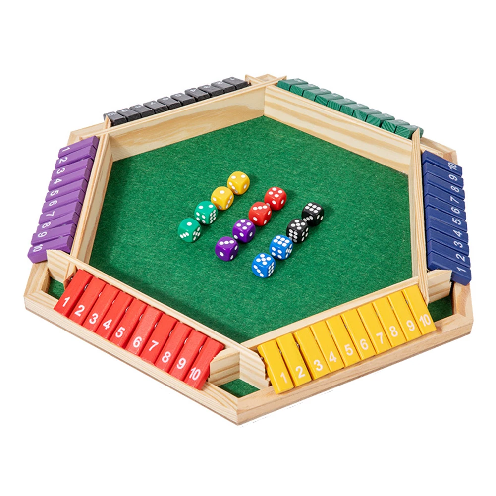 

Six Sided Flipping Game Wooden Number Game Shut The Box Dice Game Parent-Child Board Bar Party Leisure Gambling