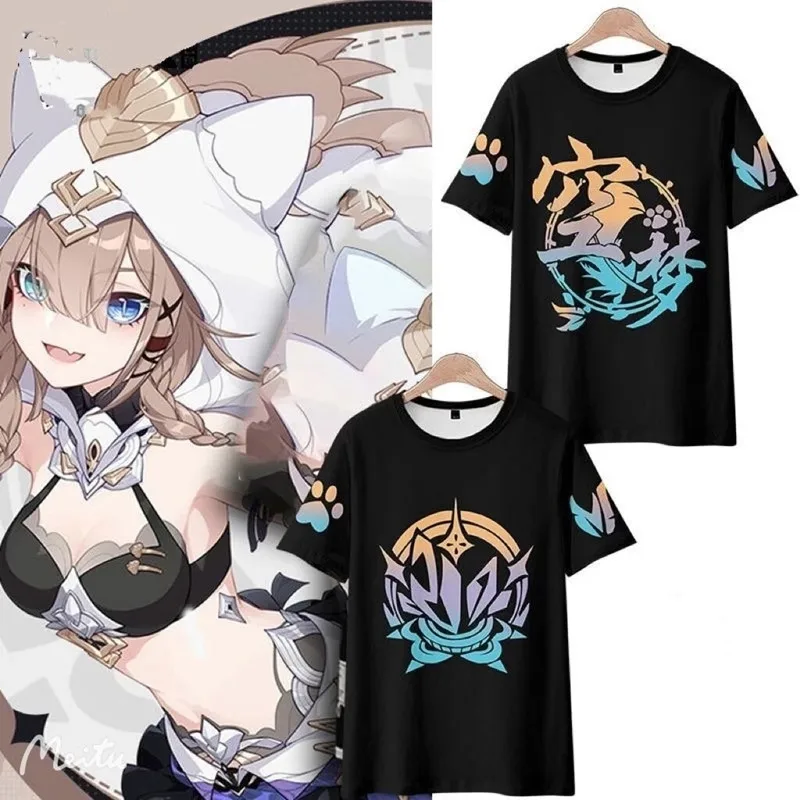 

3D Impresso Streetwear Manga Curta Harajuku Traje Cosplay, T-shirt Jogo, Honkai Impacto 3, Pardofelis Estilo SP, Moda Verão