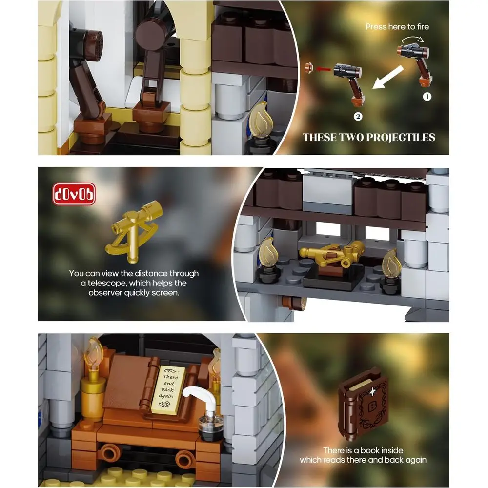 中世の監視塔 組み立てブロック - 大人とティーンのコレクター向けの1326ピースの組み立てセット