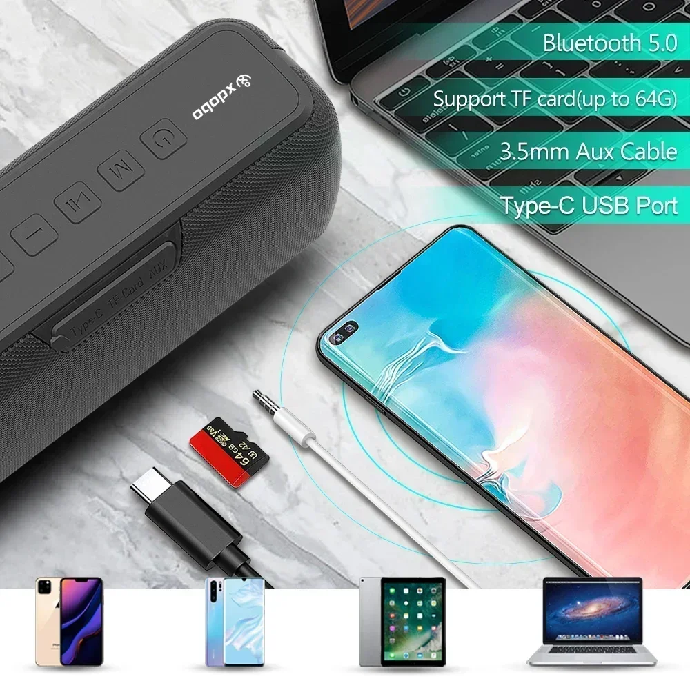 Haut-parleur Bluetooth étanche portable d'origine, haute puissance, 60W Super Bass, Boombox sans fil, HIFI Home cinéma, XDOBO TWS Subwoofe