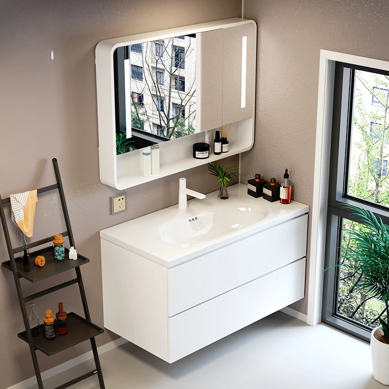 High-end customized bathroom cabinet combination bathroom washbasin washbasin with drawer ceramic integrated