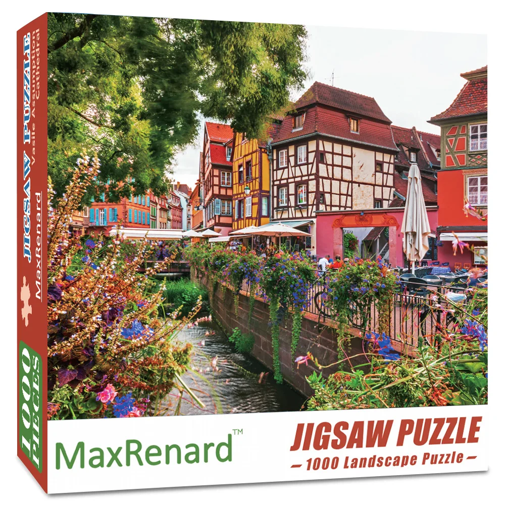 

Paper Puzzle 1000 Pieces Jigsaw for Adults Landscape Colmar Town Colorful Family Game for Christmas Gift Toy Decoration P427