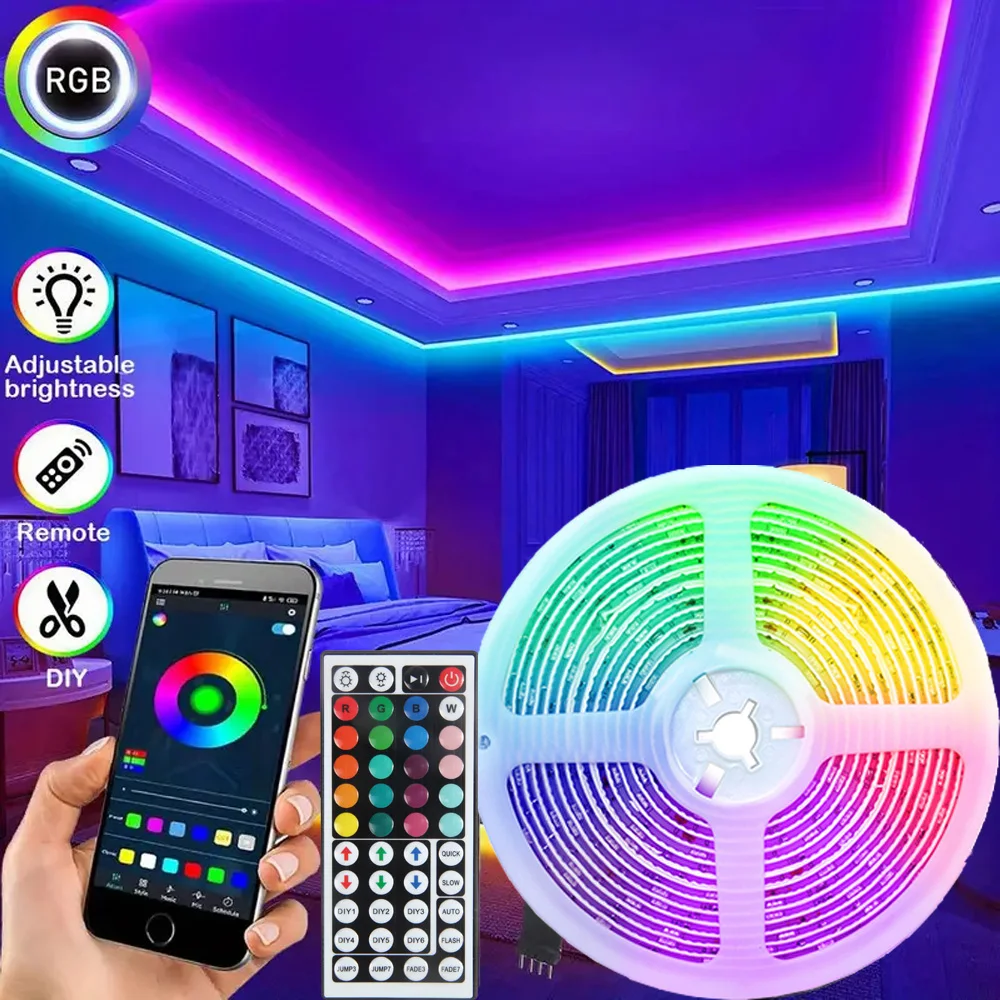 LED Strip Lights APP Control RGB 3535 1M-15M Music Sync 16 Million Colors 5V Low Voltage for TV Backlight Room Decoration