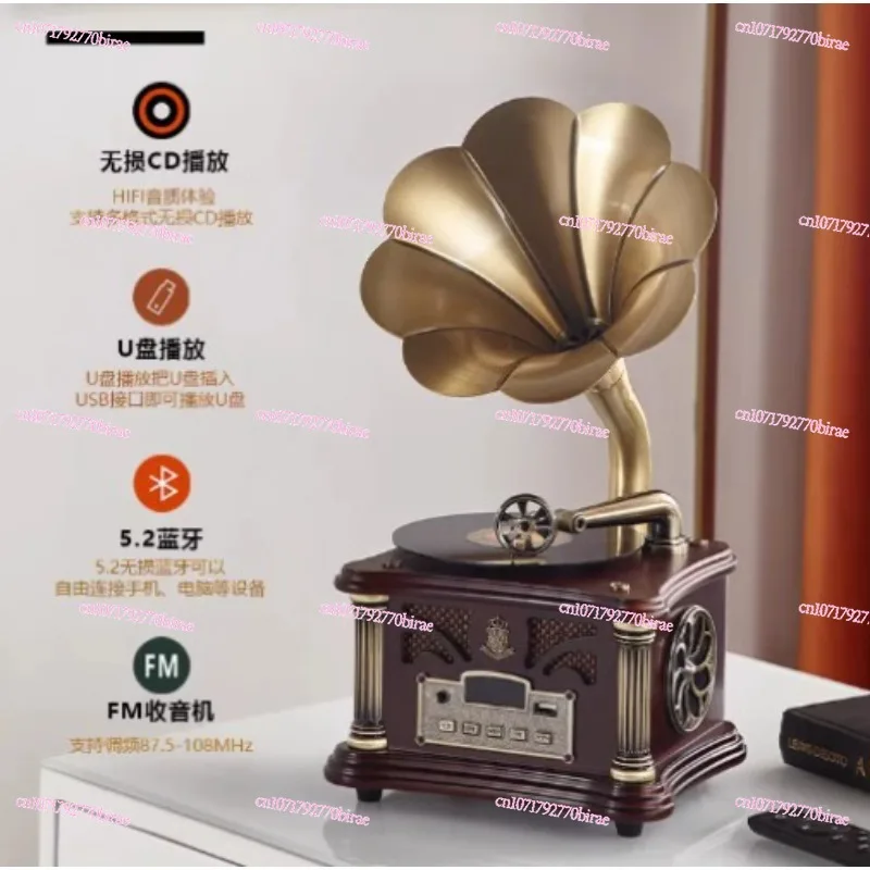 Record Player Old-fashioned Record Player Creative Bluetooth Retro Phonograph Living Room European Solid Wood Ornament Vinyl