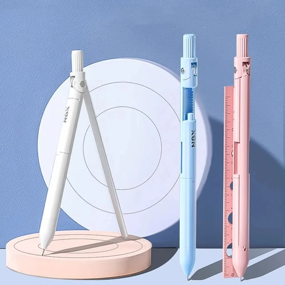 

3-in-1 Compass Pencil Ruler Kit Stationery Dual-purpose Mechanical Pencil Mathematics Measuring Ruler Drawing Compasses Tool