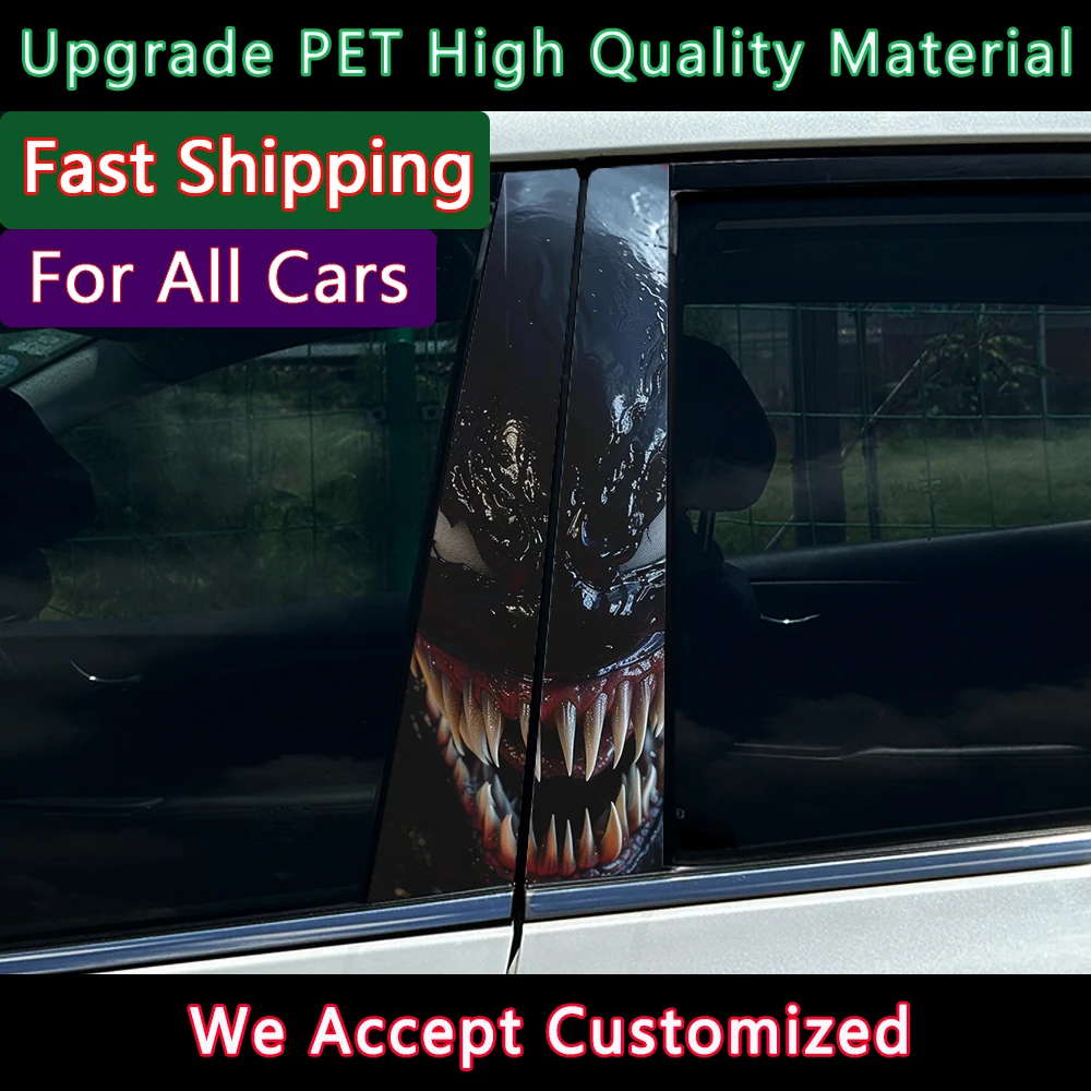 Graffiti Venom Car Stickers Auto B Pillar Waterproof Cool Decoration Cover Scratches Sunscreen Car Doors Pillar Vinyl Decals