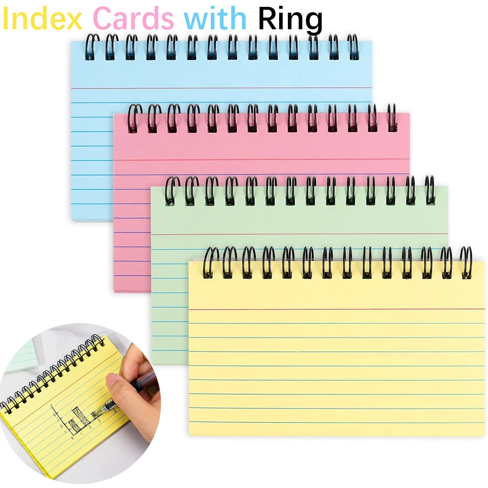 

Индексные карточки с кольцом 5,9x3,9 дюйма 50-250 листов Блокноты Спиральные флэш-карты для учебы, медсестер, школы, офиса, списка дел