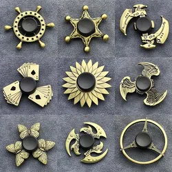 Fingertip Gyro Toy(Bronze Color) Spinner Antique Brass Metal Hand Spinner Stress Relief Decompression Toy For Kids Adults Funny