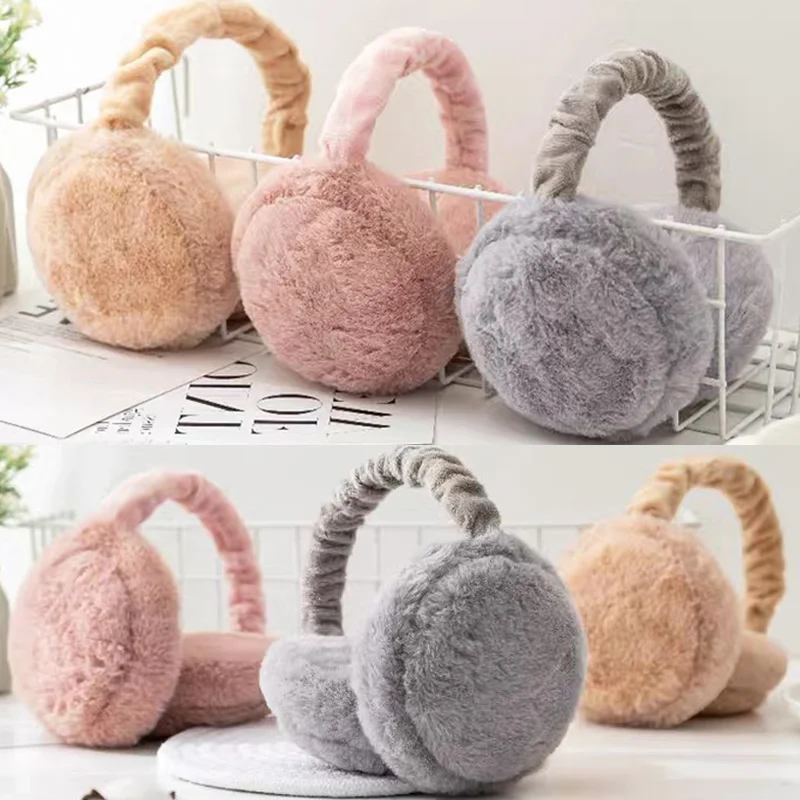 Winter Warm Earmuffs Cute Plush Fur Headphones Fashion Unisex Ear Warmer Solid Color Girls Headband Ear Muff Ear Cover Earlap