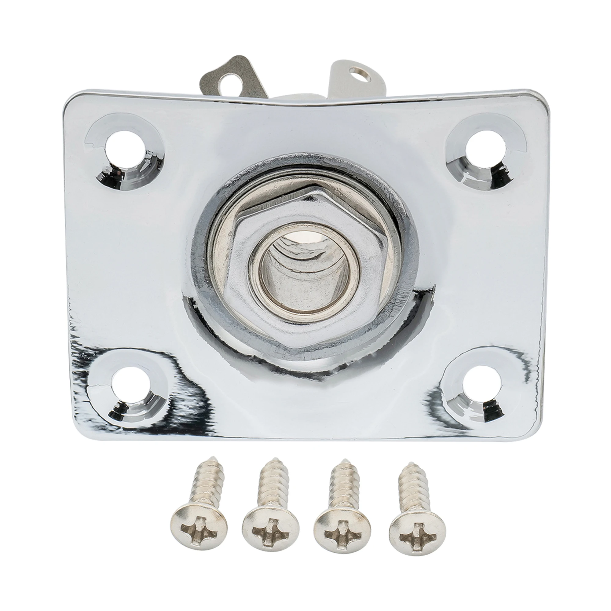 Musiclily Basic 1/4 Inch 6.35mm Rectangle Guitar Loaded Jack Socket Plate for LP Tele Style Electric Guitar