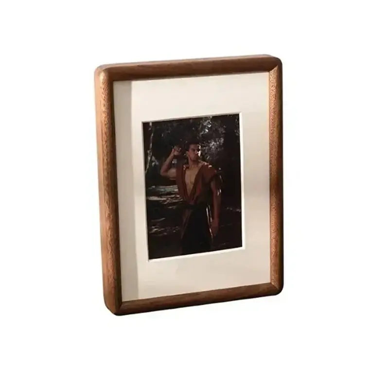 AB41-Black Walnut Solid Wood Rounded Corner Photo Frame Decorative Tabletop Display Wooden Picture Frame Artwork Holder