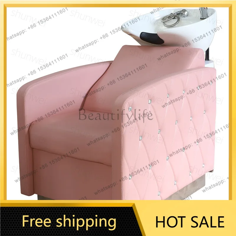 Factory Direct Sales Barber Shop Hair Salon New Half Lying Thai Shampoo Bed Ceramic Basin