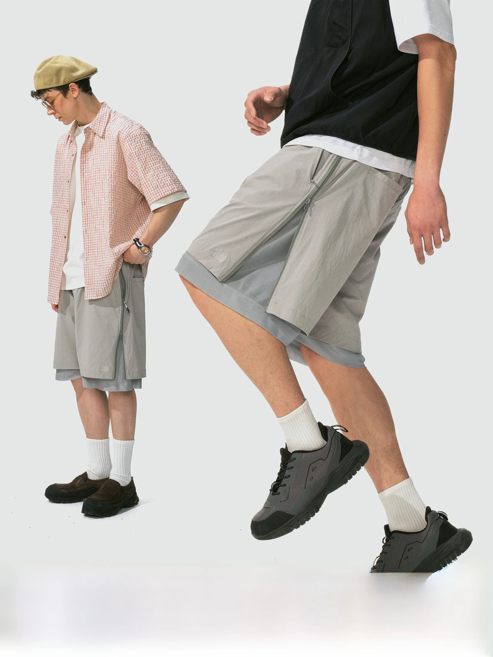 Outdoor Men's ort Pants Elastic Waist Double Layer Structure Front And Rear ket Side Zipper Breathable Monteres orts