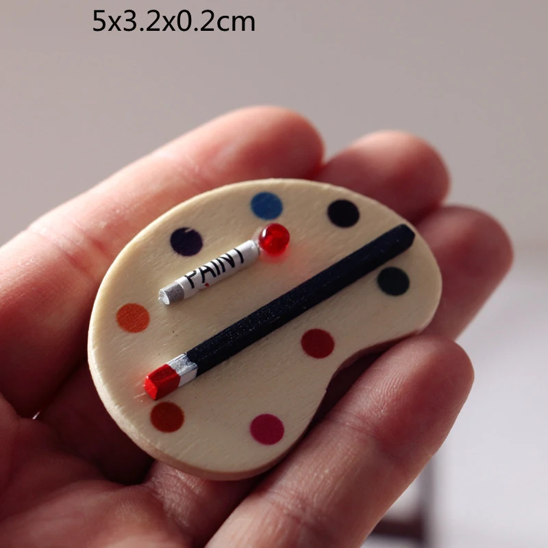 1Pc Dollhouse Mini Wooden Art Frame Miniature Gallery Scene Doll Painting Props Oil Painting Frame Pigment Box Model Accessories