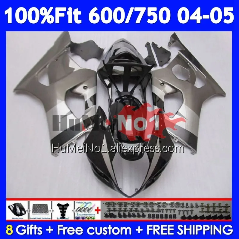 OEM Body For SUZUKI GSXR 750 600 CC K4 Silvery black GSX-R600 103No.2 GSXR-750 GSXR600 GSXR750 04 05 2004 2005 Injection Fairing