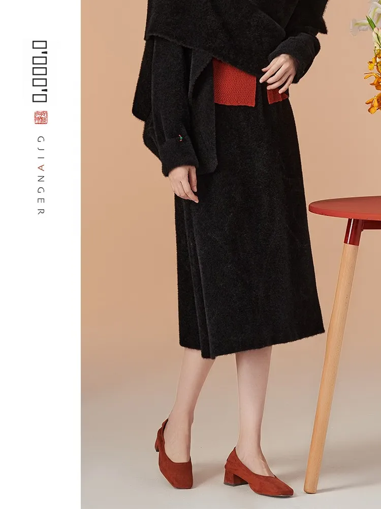 

Элегантная шерстяная юбка в китайском стиле, новая модель, оригинальный дизайн, приталенная, со средней талией, винтажная, для повседневной носки