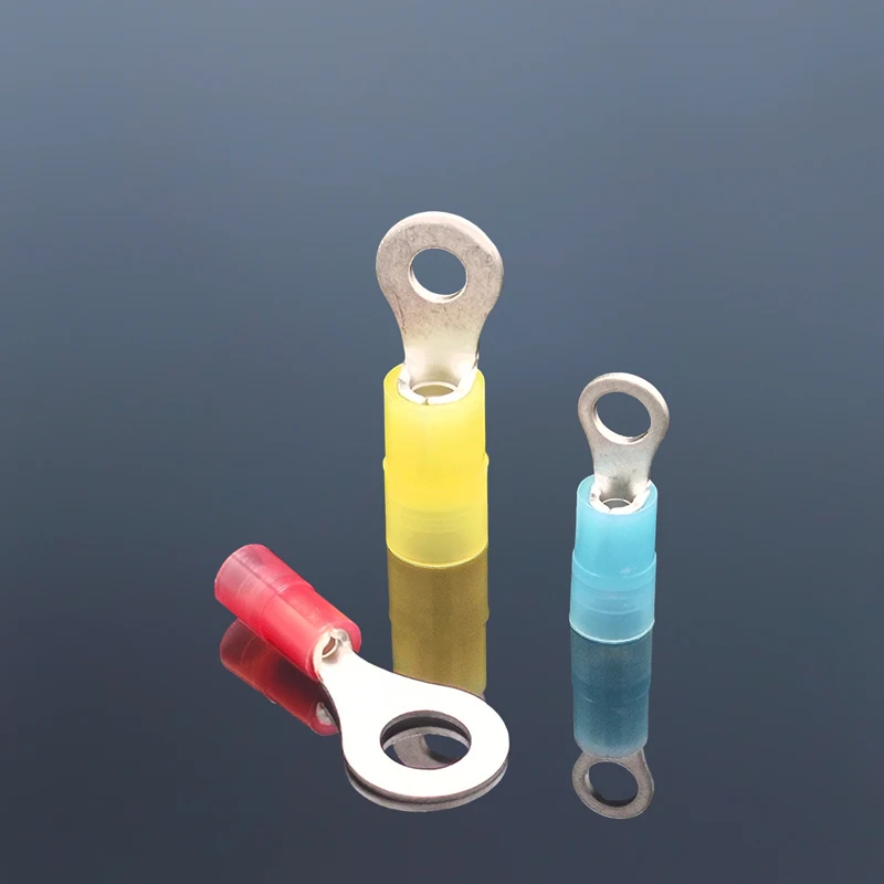 Nylon Pre-Insulated Ring Terminal Electrical Wire End Cold Press Round Terminal Copper Crimp Connector AWG22-10 By Screw Bolt