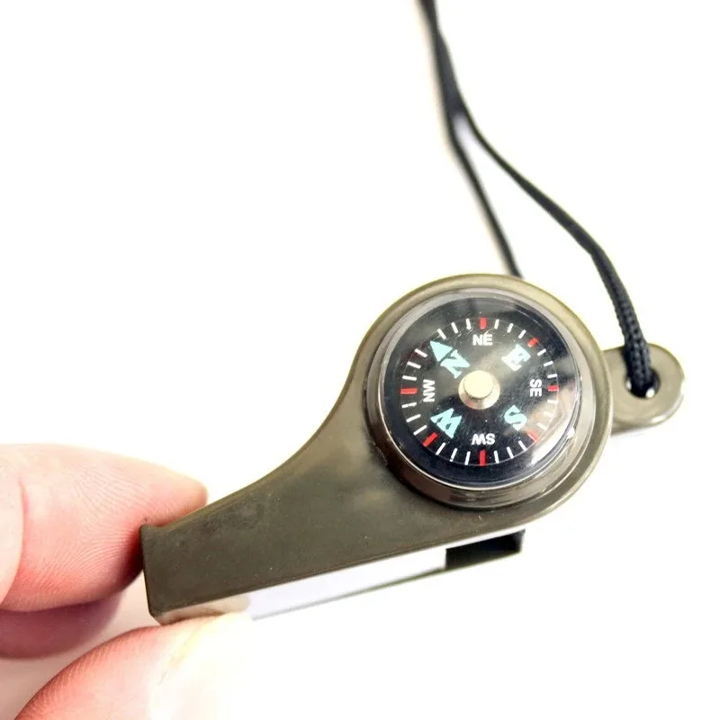 Outdoor Whistle Plastic Multifunctional Three in One Whistle, Life-saving Compass, Thermometer, Essential for Judges in The Wild