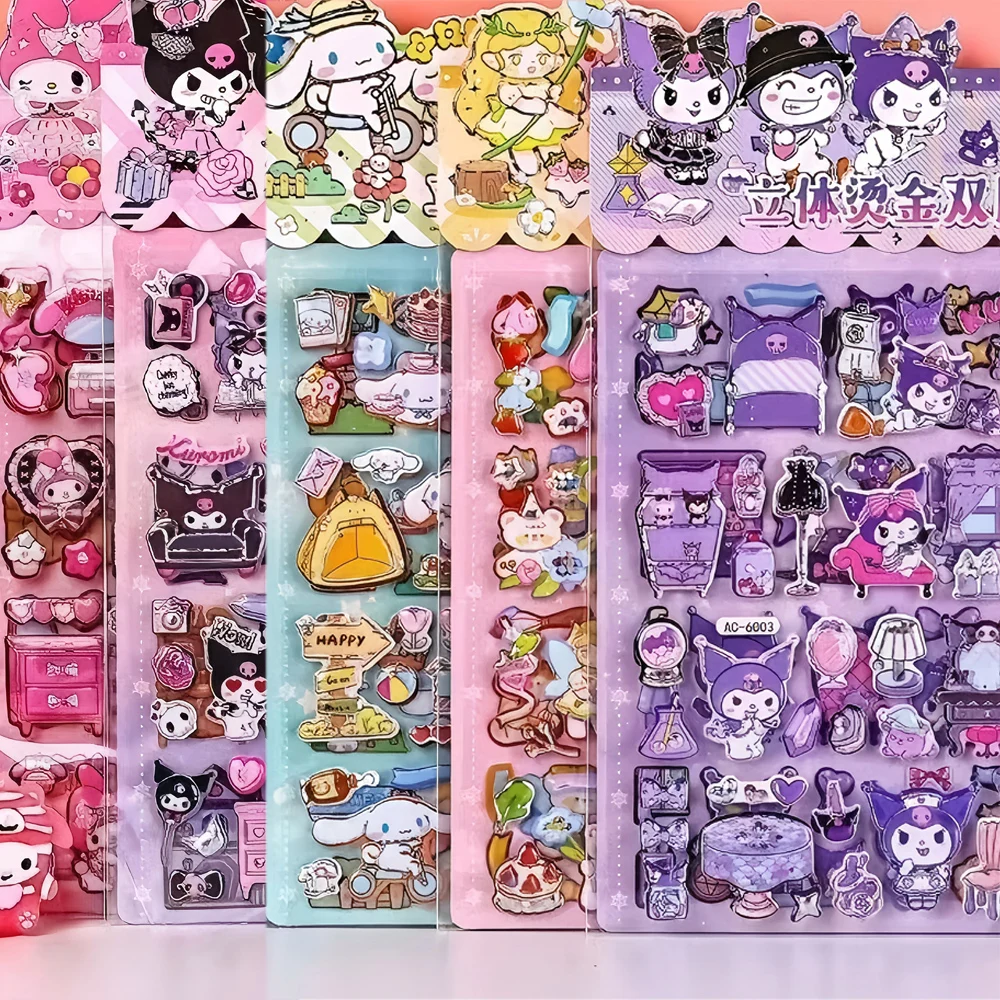 Fun and cute Sanrio cartoon double layer three-dimensional black rice melody home sticker DIY decoration laptop mobile phone ref