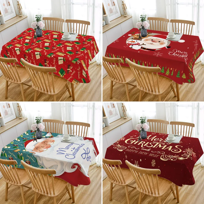 Hot Selling New Christmas Tablecloth Christmas Cartoon Tablecloth New Year Festive Decoration Rectangular Waterproof Tablecloth