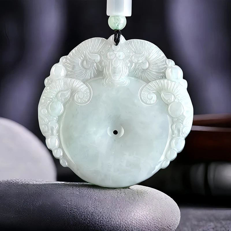 

White Myanmar Jade Sheep Pendant Necklace Fashion Real Jewelry Gift Talismans Charm Man Designer Natural Burmese Jadeite Stone