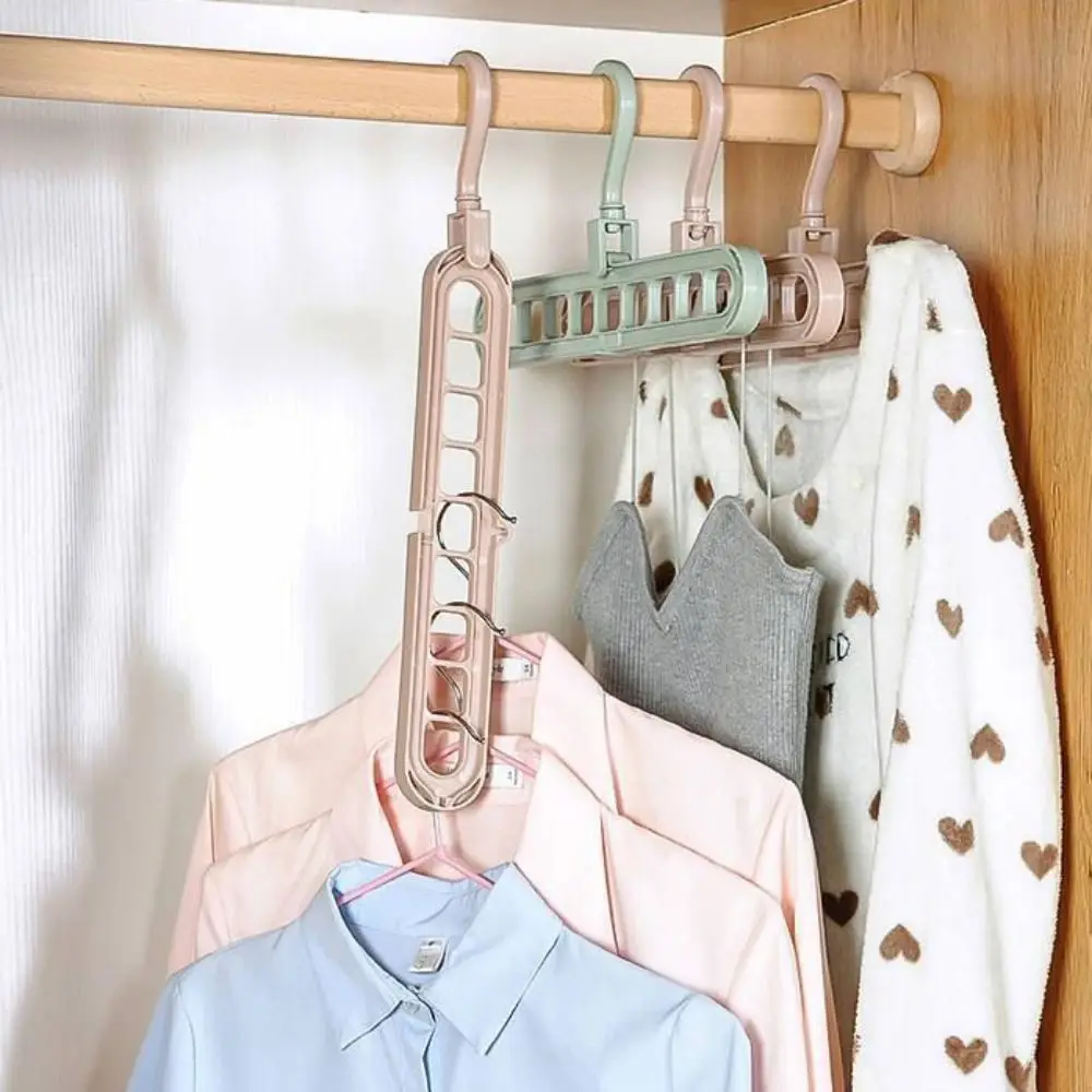 9-Hole Wardrobe Storage Rack Folding Anti-slip Clothes Drying Rack 360 Degree Rotation Multifunctional Foldable Clothes Hanger