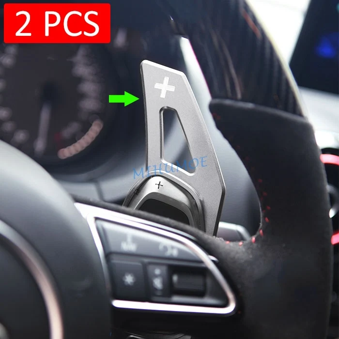 

For Audi RS3 RS4 RS5 RS6 RS7 RS Q3 Aluminum Interior Steering Wheel Paddle Shifter Extension Gear Shift Trims Silver